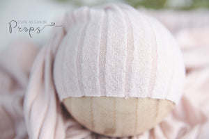 light pink stretch wrap and sleepy hat set