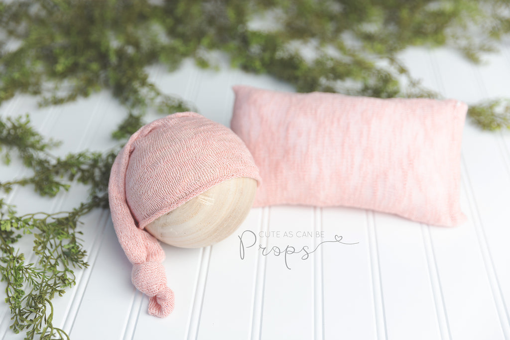 pink newborn pillowcase and sleepy hat set