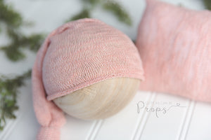 pink newborn pillowcase and sleepy hat set