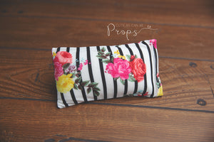 black stripe/floral newborn pillowcase