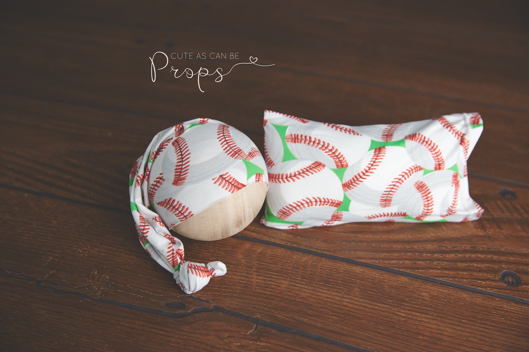 newborn baseball pillowcase and sleepy hat set