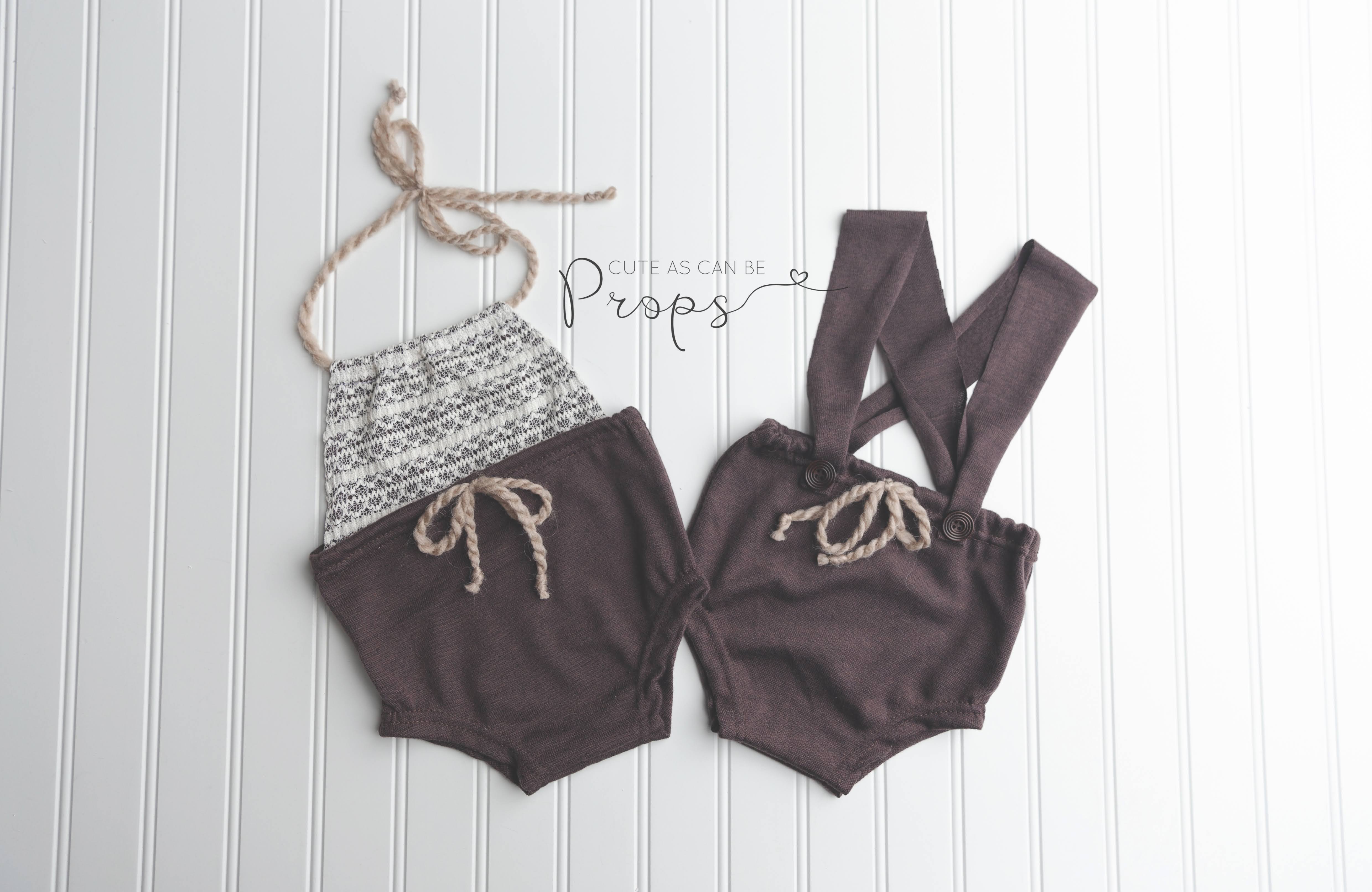 brown and lace sitter onesie twin outfits