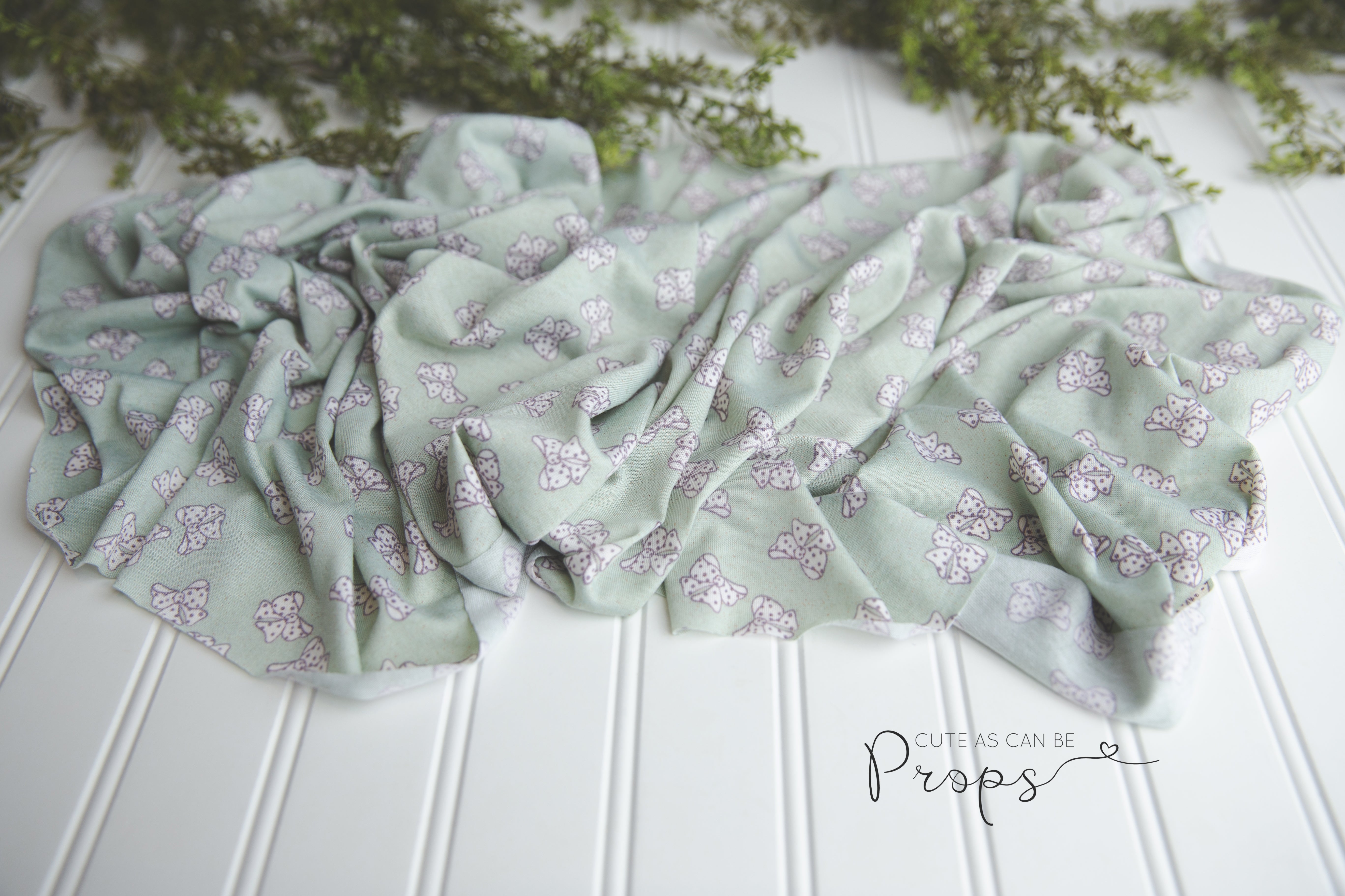 newborn sage green and bows knit wrap