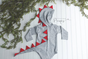 Gray with red hooded dinosaurs