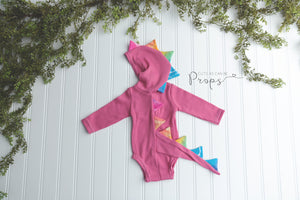 Pink with rainbow hooded dinosaurs